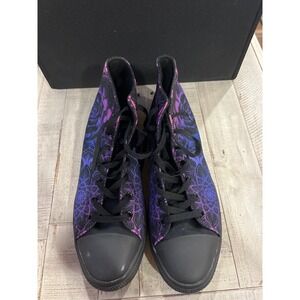 RAAD Shop Mens 12.5M High Top Sneakers Purple Blue Skull Rose Mandala Canvas